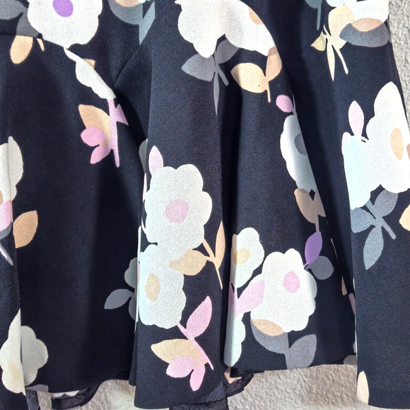 Kate Spade Skirt Floral Flared Black Multicolor Size 6 Cottagecore - Picture 5 of 8